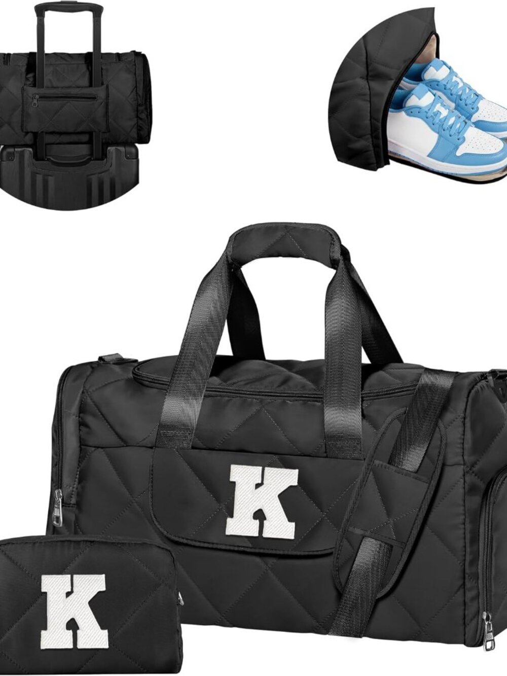 Birthday Gifts for Teen Girls Women, Initial Duffle Bag for Travel, Unique Weeke